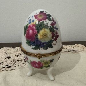 Floral Porcelain Egg Trinket Box